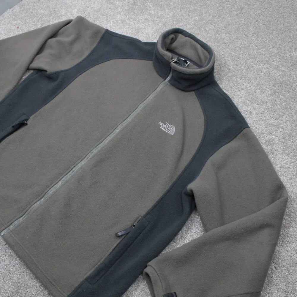 The North Face Sweatshirt Mens Large Gray Full Zip Long Sleeve Fleece Jacket TNF